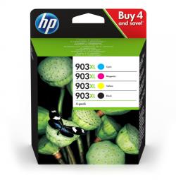 Pack de 4 Cartouches jet d'encre HP 903XL (noir-bleu-rouge-jaune)