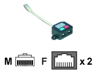 Dédoubleur T RJ45 M/F/F 100BT avec câble CAT5 - blindé