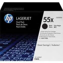 Cartouche toner HP pour P3015 (CE255X) lot de 2 toners